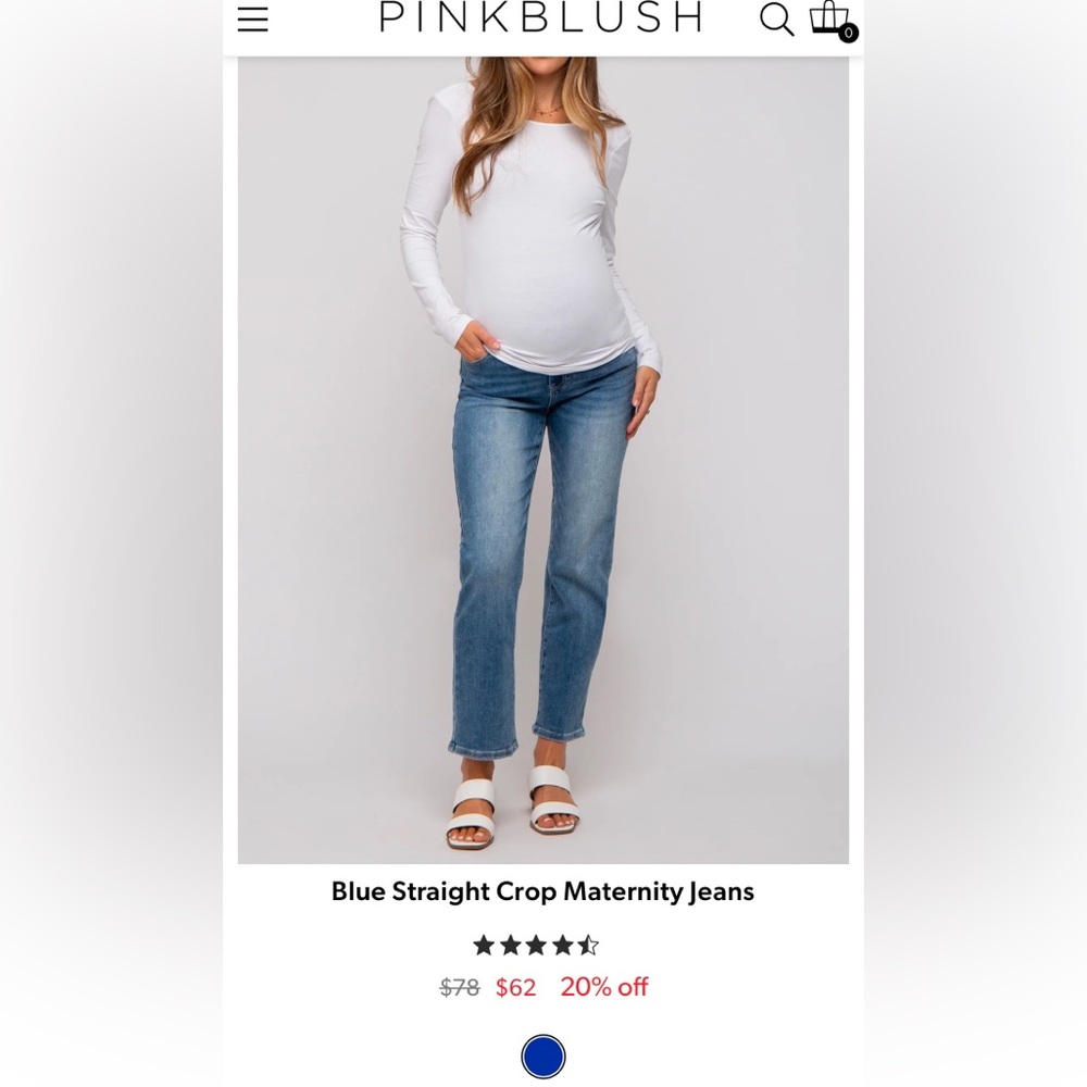 PinkBlush Blue Straight Crop Maternity Jeans